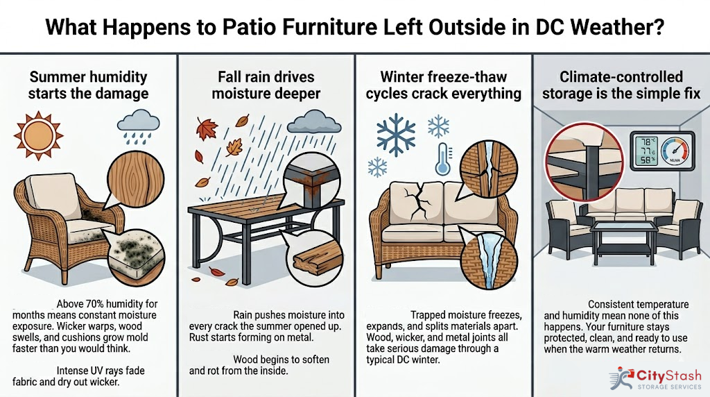 Patio furniture left in DC weather